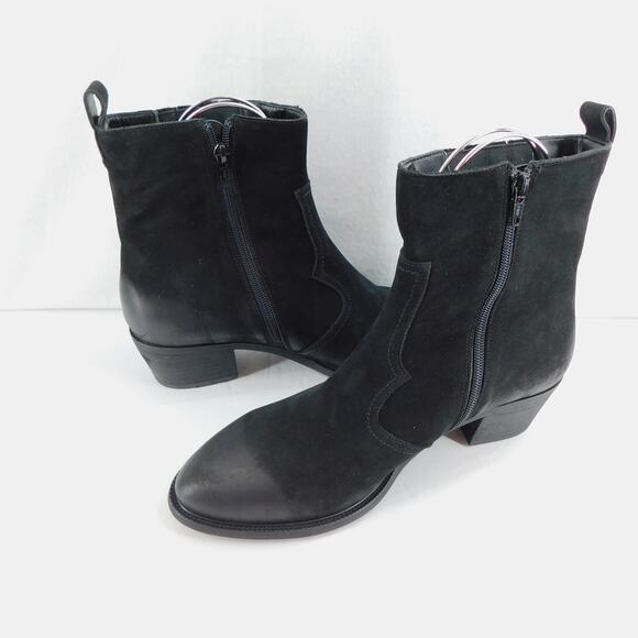 David Tate Baya Western Black Leather Bootie Women's Size 9.5 Wide - Picture 1 of 12